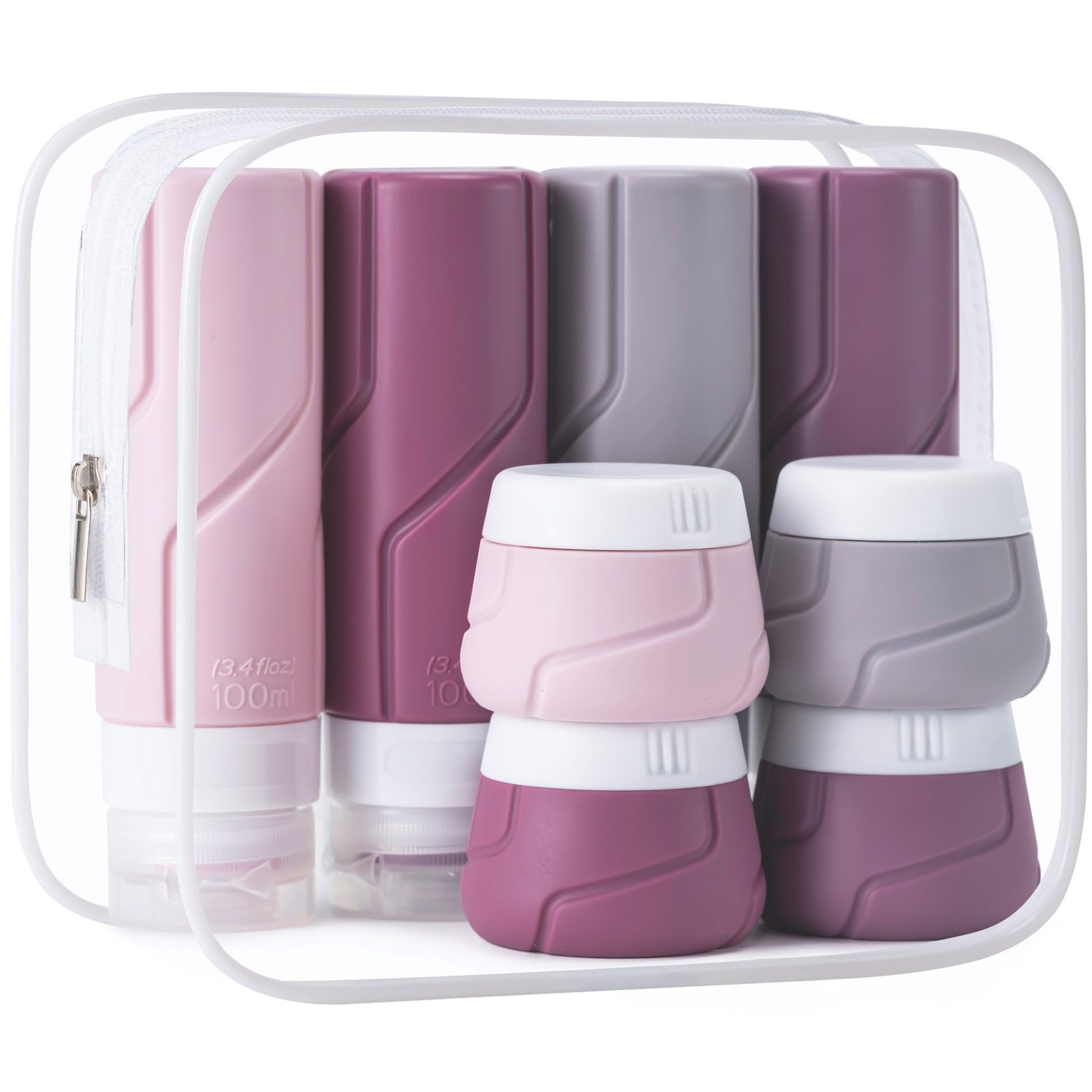 Travel Bottles - 15 Pack, TSA Approved Travel Size Toiletries, Leak Proof Silicone Squeezable Containers in Clear Bag(Colorful)