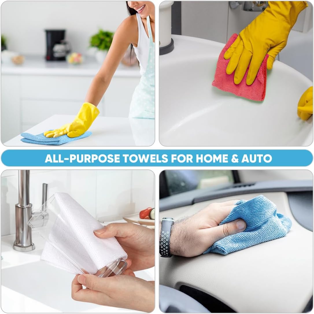 AIDEA Microfiber Cleaning Cloth Roll, Blue Shop Towels 55 Sheets 11×9" | Reusable Paper Towels, Microfiber Towels for Cars, Microfiber Rags for Automotive,Workshop, House, Kitchen, Cleaning Supplies