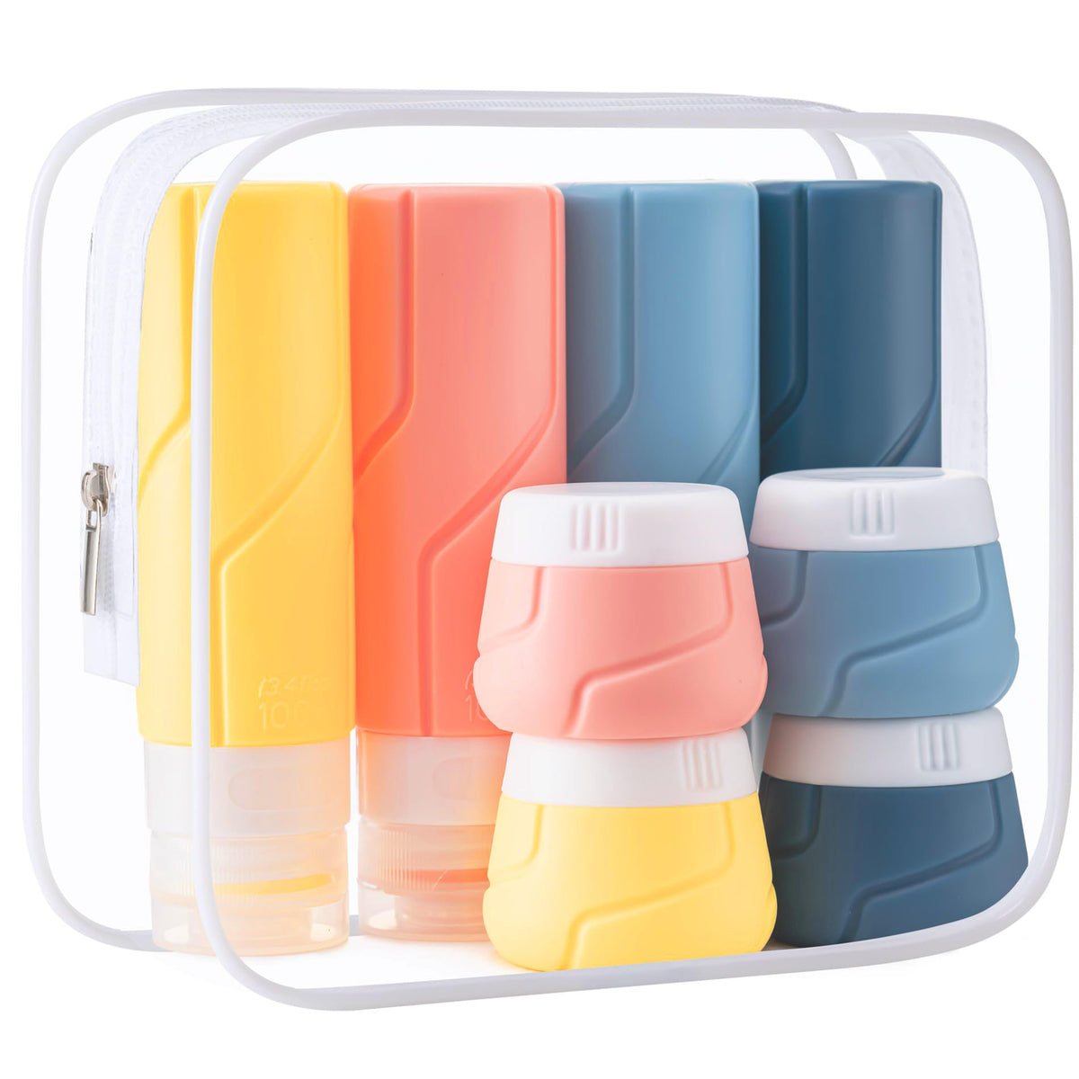 Travel Bottles - 15 Pack, TSA Approved Travel Size Toiletries, Leak Proof Silicone Squeezable Containers in Clear Bag(Colorful)