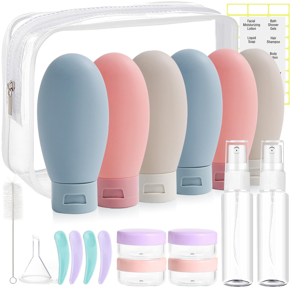 DEWSENSI 20 Pack Travel Bottles for Toiletries, Travel Size Containers Kit | TSA Approved, Leak Proof, Plastic, Refillable Travel Accessories for Shampoo Conditioner Lotion Liquids
