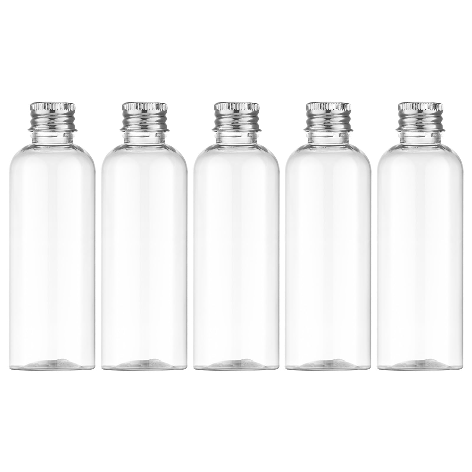 Tekson Travel Bottles for Toiletries, 3.4oz Mouthwash Container, Screw Top | 5 Pack, small size plastic bottles empty, for liquids & shampoo, with black twist cap, TSA, leak-proof, clear, 100ml