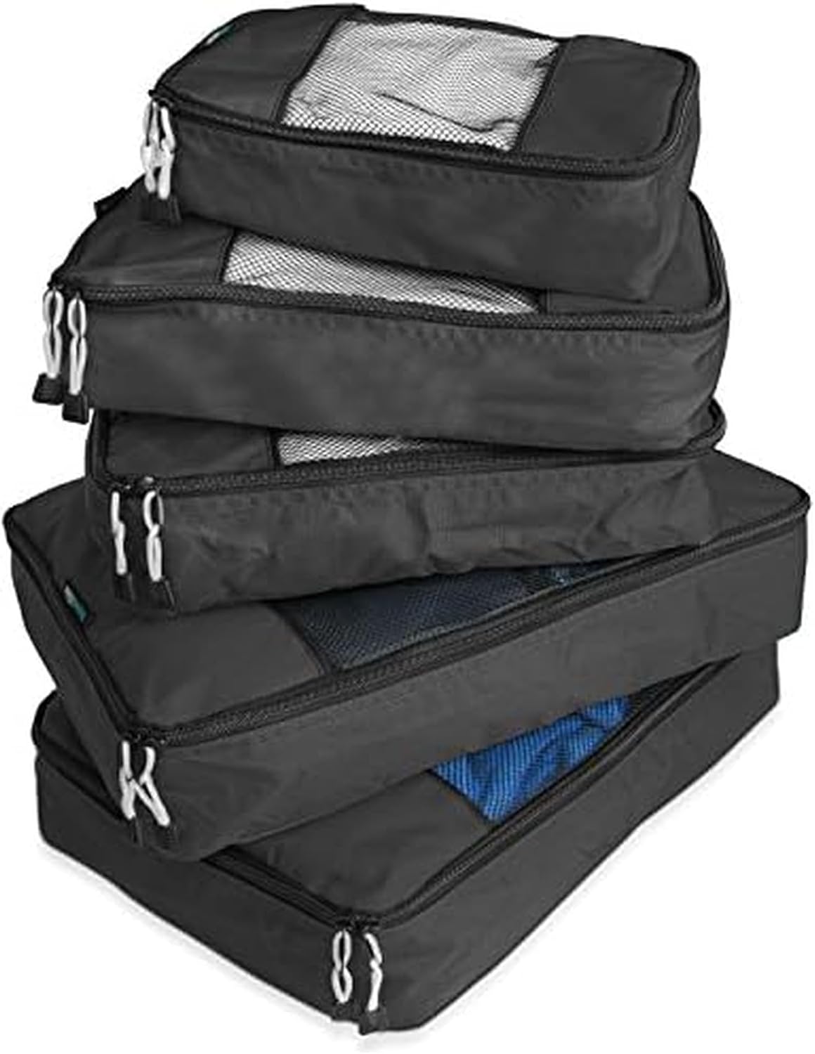 Travel Wise Packing Cubes for Travel - 5 Piece Set with Pattern Design, Lightweight Ripstop Nylon Luggage Organizers with Mesh Panel, Small Medium Large Sizes