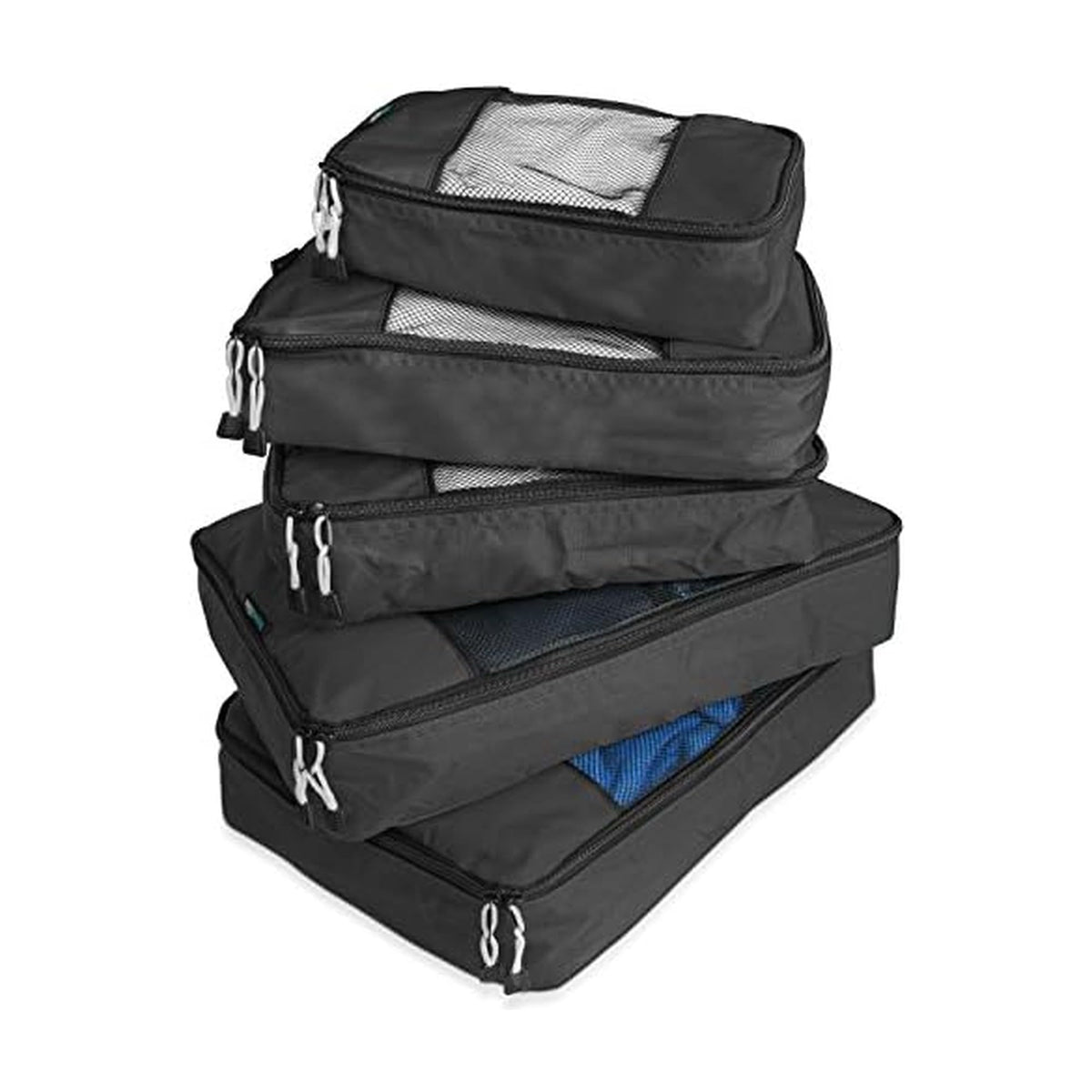 Travel Wise Packing Cubes for Travel - 5 Piece Set with Pattern Design, Lightweight Ripstop Nylon Luggage Organizers with Mesh Panel, Small Medium Large Sizes