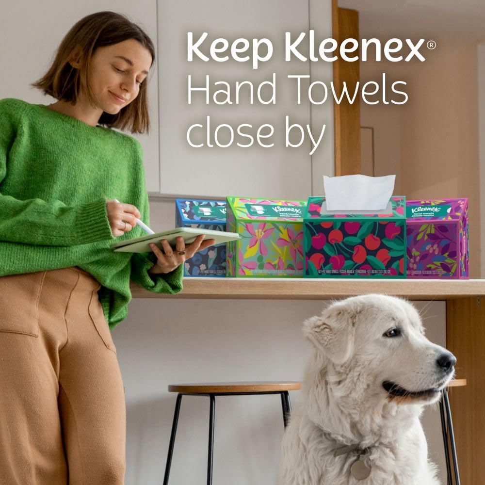 Kleenex Disposable Paper Hand Towels, 6 Boxes, 60 Tissues per Box (360 Total Tissues), Packaging May Vary | 360 Total Tissues, Packaging May Vary
