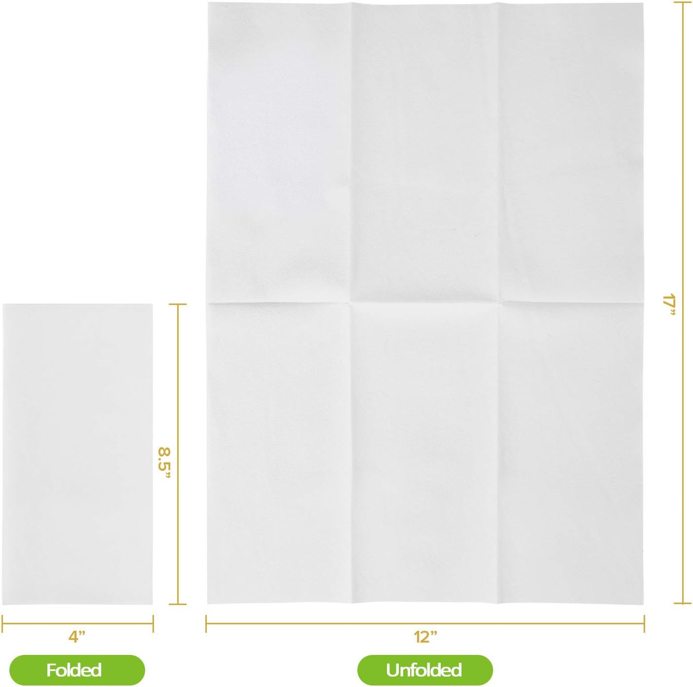 FOCUSLINE 200 Disposable Bathroom Napkins, Linen-Feel Paper Guest Towels, Soft and Absorbent Paper Hand Towels Party Napkins for Bathroom, Kitchen, Dinner, or Event, White, 12" x 17"