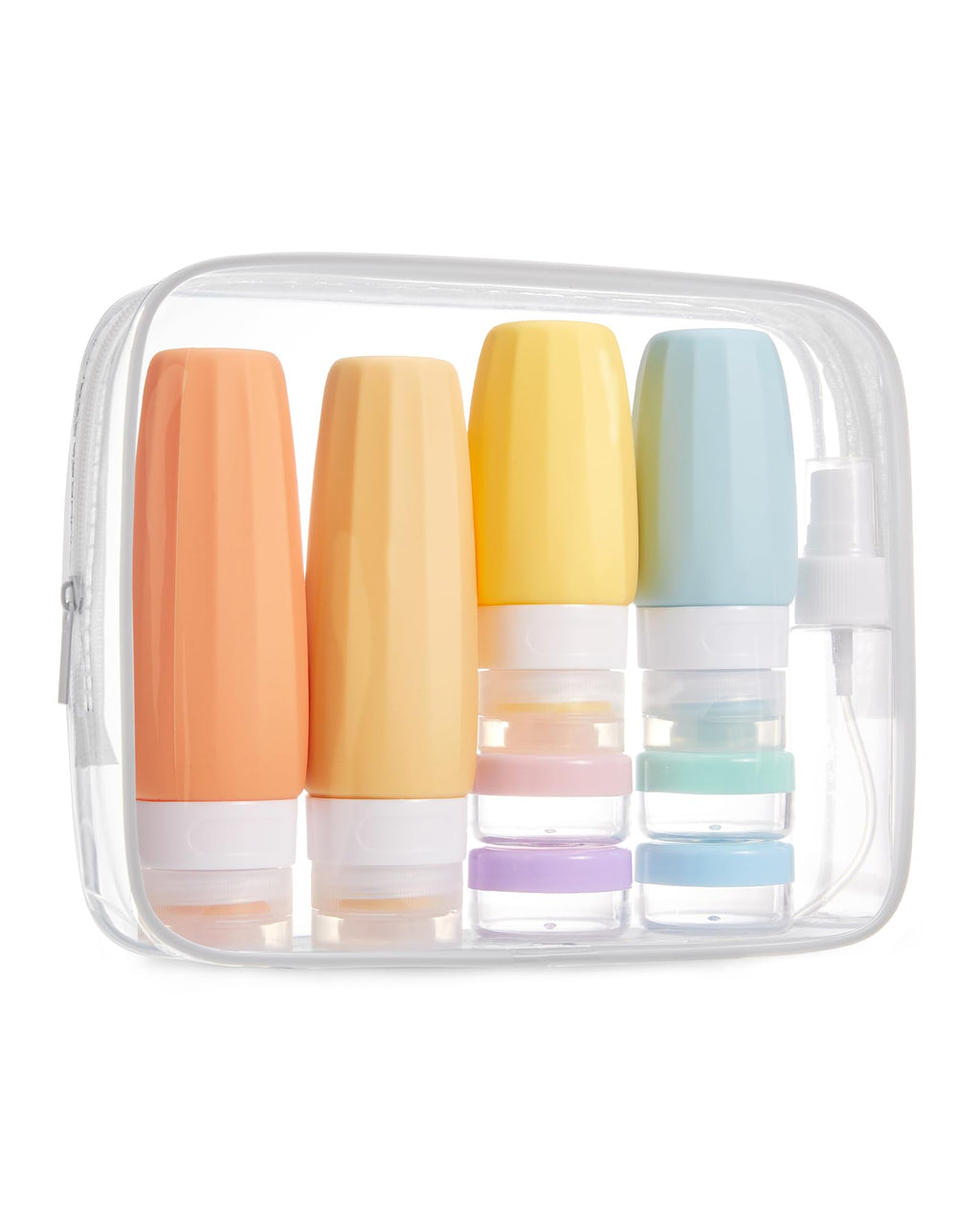 BAGSMART 18 Pack TSA Approved Travel Bottles for Toiletries, Leak Proof Silicone Travel Size Containers Bottles for Shampoo, Purple