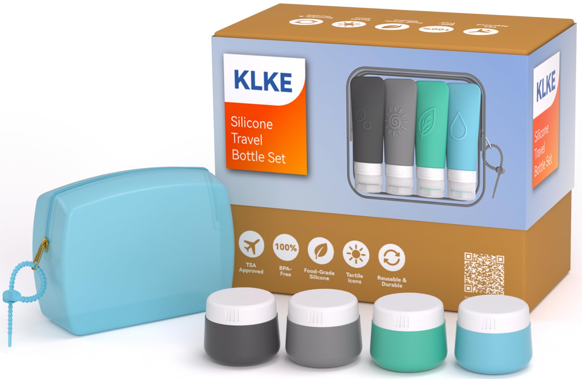 16-Piece Silicone Travel Bottles Set – TSA Approved Leakproof Toiletry Kit with Flat Easy-Squeeze Bottles, Pump & Spray, Waterproof Bag | 16-Piece Silicone Bottles Set,TSA Approved Leakproof,Easy-Squeeze Bottles,Come with Pump,Spray bottles and Waterproof