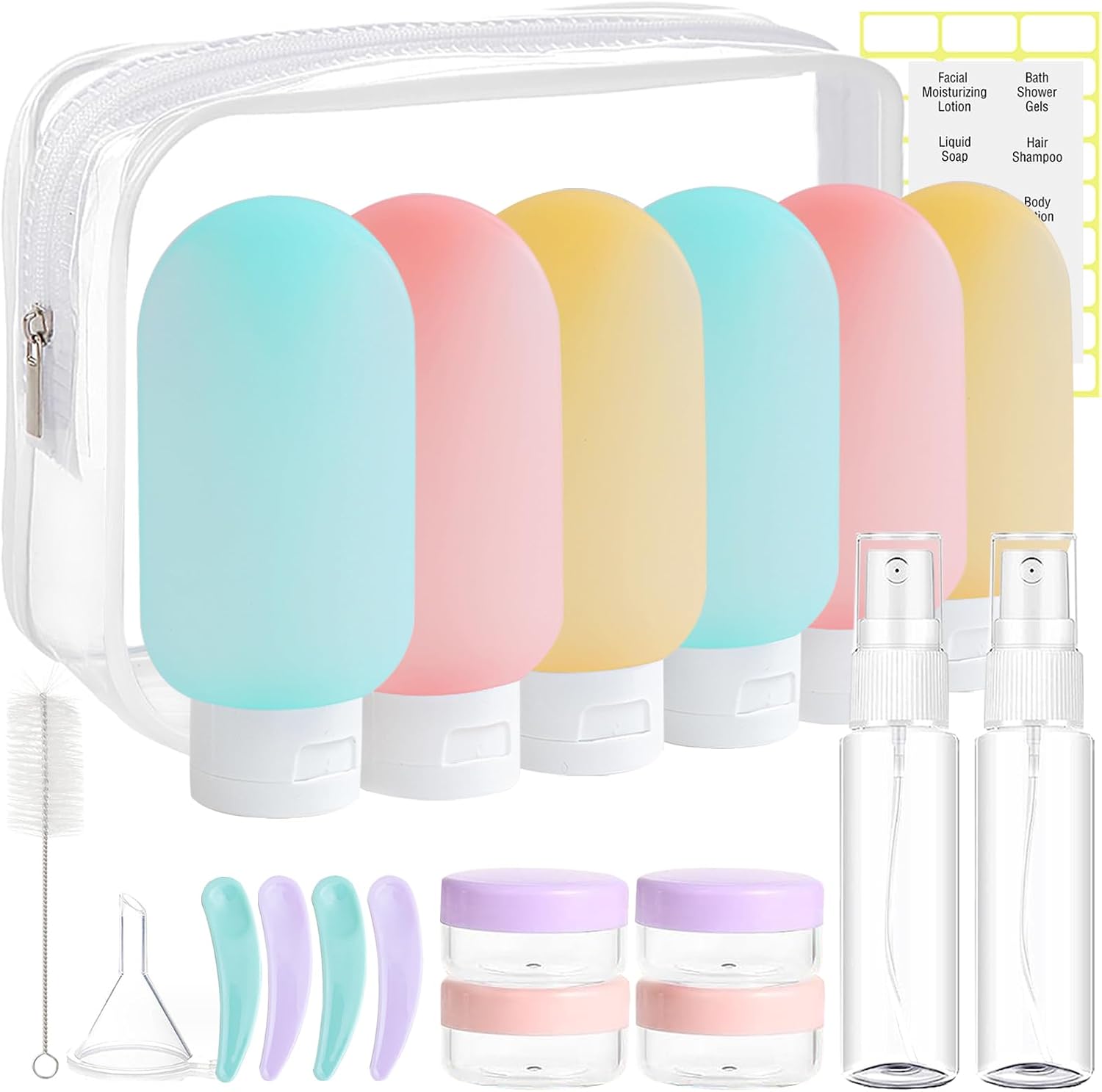 DEWSENSI 20 Pack Travel Bottles for Toiletries, Travel Size Containers Kit | TSA Approved, Leak Proof, Plastic, Refillable Travel Accessories for Shampoo Conditioner Lotion Liquids