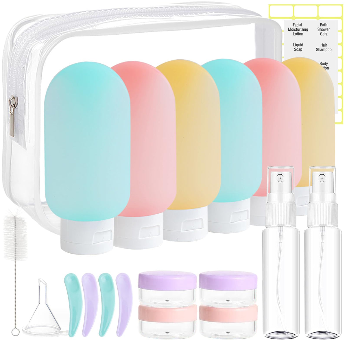 DEWSENSI 20 Pack Travel Bottles for Toiletries, Travel Size Containers Kit | TSA Approved, Leak Proof, Plastic, Refillable Travel Accessories for Shampoo Conditioner Lotion Liquids