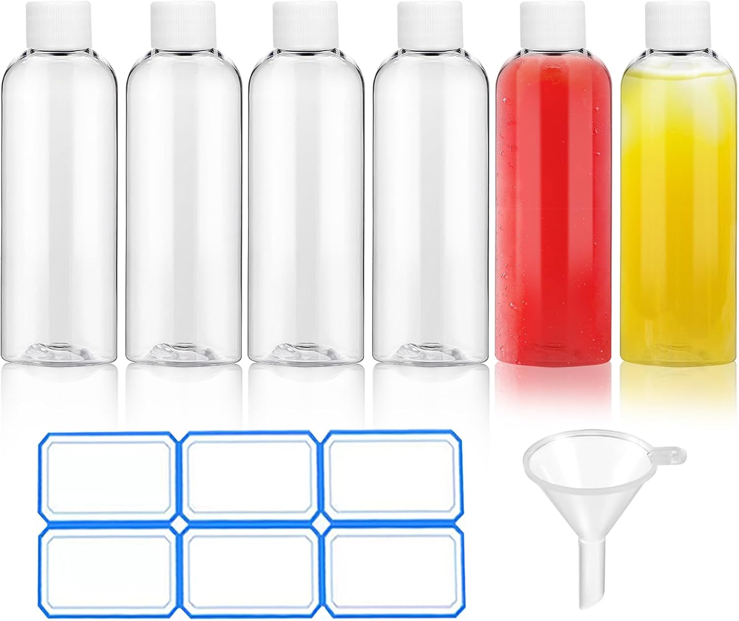 6 Pack 2 Oz (60ml) Clear Plastic Shot Bottles with caps | Small Bottles for Health, Immunity, Wellness, Samples - Perfect for Ginger Juice & Personal Care on the Go