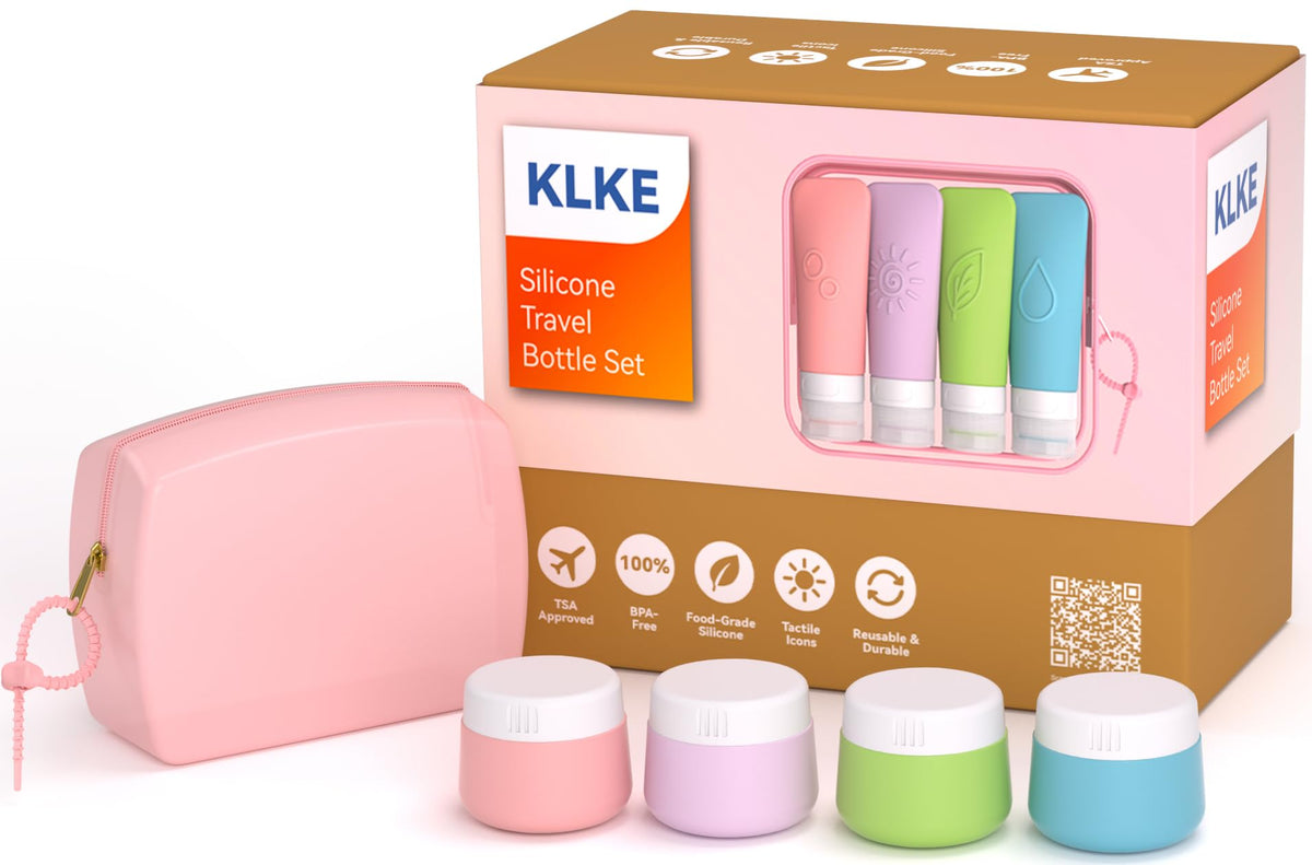 16-Piece Silicone Travel Bottles Set – TSA Approved Leakproof Toiletry Kit with Flat Easy-Squeeze Bottles, Pump & Spray, Waterproof Bag | 16-Piece Silicone Bottles Set,TSA Approved Leakproof,Easy-Squeeze Bottles,Come with Pump,Spray bottles and Waterproof