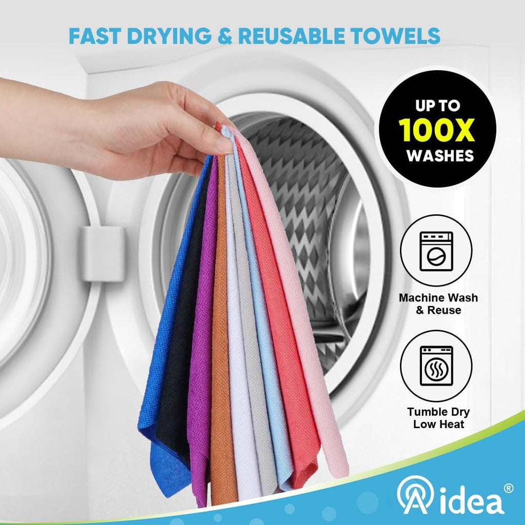 AIDEA Microfiber Cleaning Cloth Roll-50PK, Paper Towels Reusable 11.5×11.5" | Tear Away Towels, Washable Shop Rags, Microfiber Towels for Cars, Lint Free Rags for House, Kitchen, Window, Grey