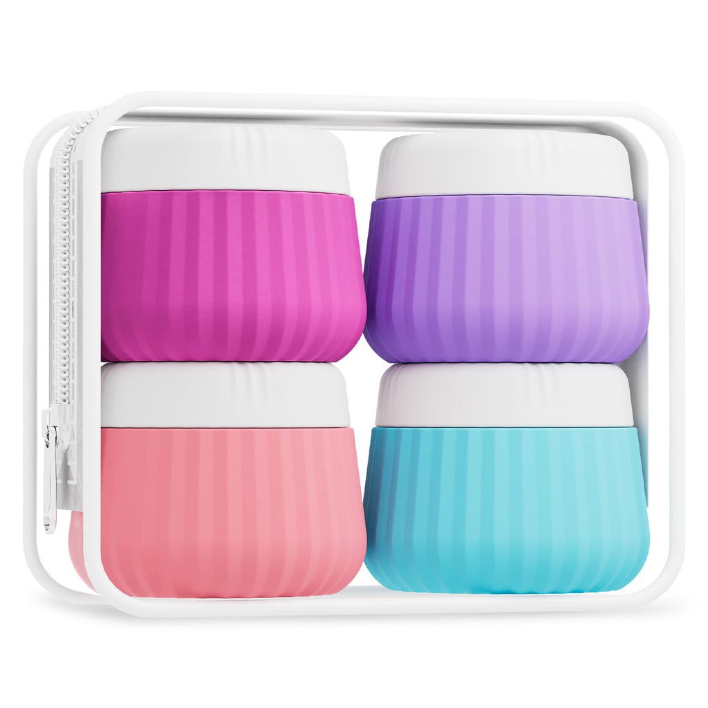 Mrsdry Travel Containers for Toiletries 4 Pack, TSA Approved Travel Size Toiletries, Portable Size Containers, With Clear Bag Leak Proof Silicone Jars, Essentials Creams Jars Carrying Small Items