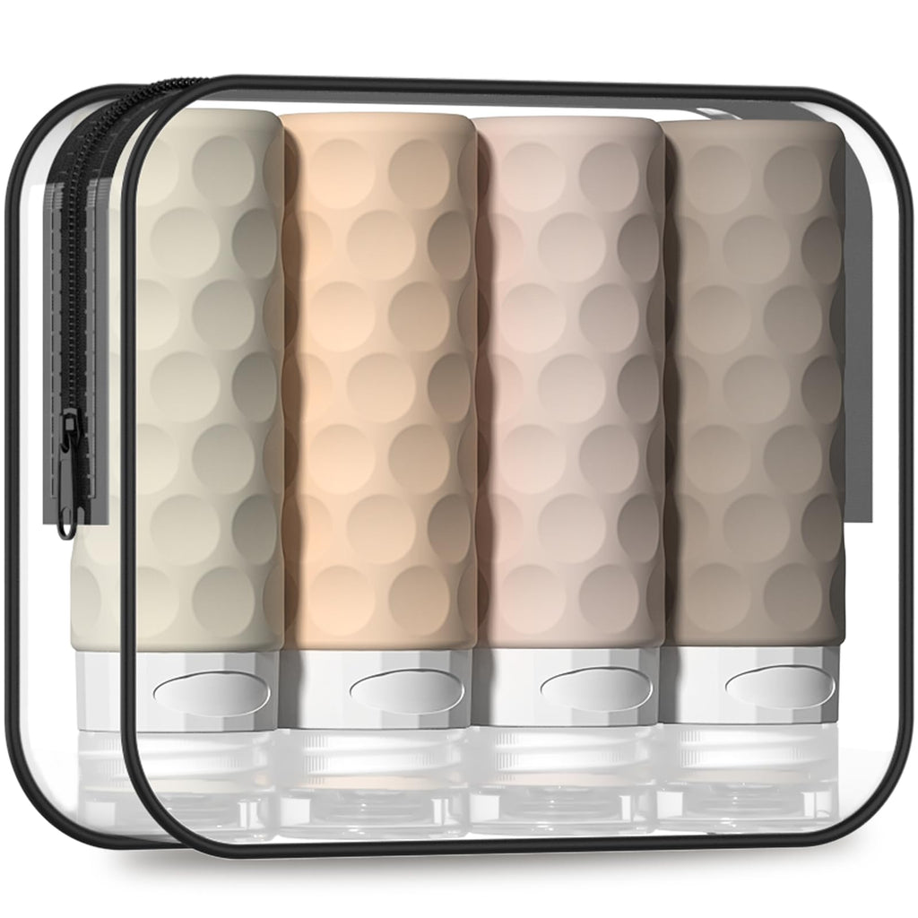 Silevoler Travel Bottles for Toiletries, Silicone Travel Size Containers | Polka-Dot Pattern TSA Approved BPA Free Silicone Leak Proof Refillable Squeezable Shampoo And Conditioner Bottles