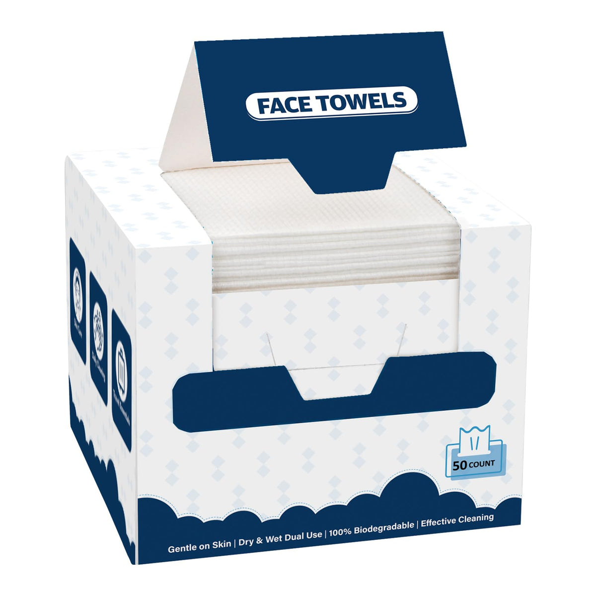GLIMGLINT Face Towels, Disposable Face Towelettes 100 Count (2 Box) | Biodegradable Makeup Remover Dry Wipes, Super Soft Clean Facial Towels Wash Cloth for Sensitive Skin