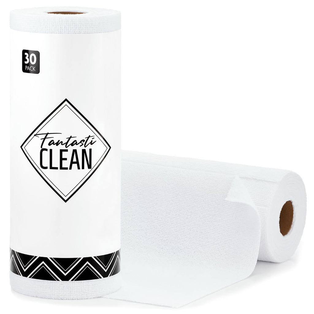 Fantasticlean Microfiber Cleaning Cloth Roll -75 Pack, 12" x 12" (Pink) | Reusable Alternative to Paper Towels, Ultra Absorbent, Lint-free Microfiber Towel Roll, for All-Purpose Cleaning