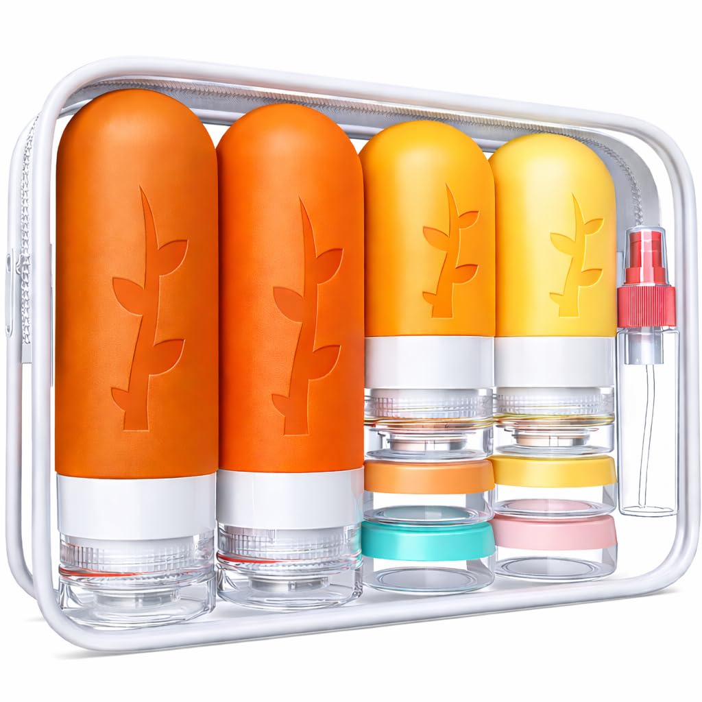 18pack Travel Bottles for Toiletries,TSA Approved Silicone Travel Containers for Toiletries,Leak Proof Refillable Liqus Shampoo And Conditioner travel Essentials toiletry Bottles