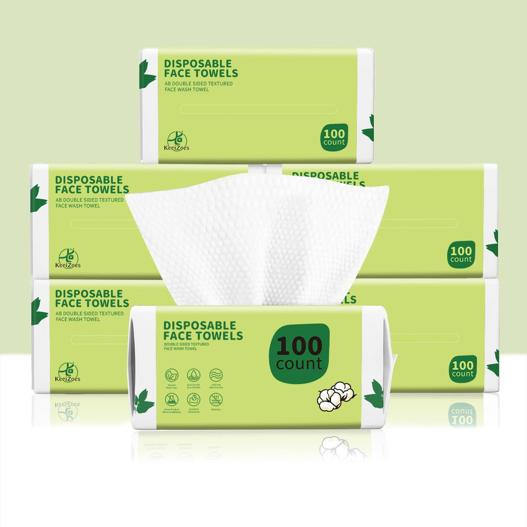 Disposable Face Towels 300 Count, Biodegradable Ultra Soft & Thick Facial Towels for Sensitive Skin, Lint-Free Makeup Remover Dry Wipes, Multi-Purpose Cleansing Towelettes for Face Wipes, Skincare