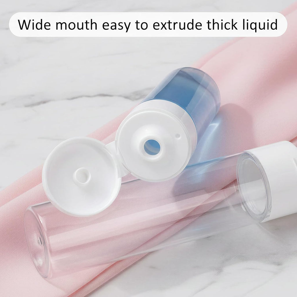Travel Bottles for Toiletries 9 PCS 3.4oz Wide Mouth Clear Bottles | Wide Mouth, TSA Approved, Leak Proof, 0.35oz Cream Jars, 2oz Spray Bottle, for Shampoo, with lable, and a Toiletry Bag
