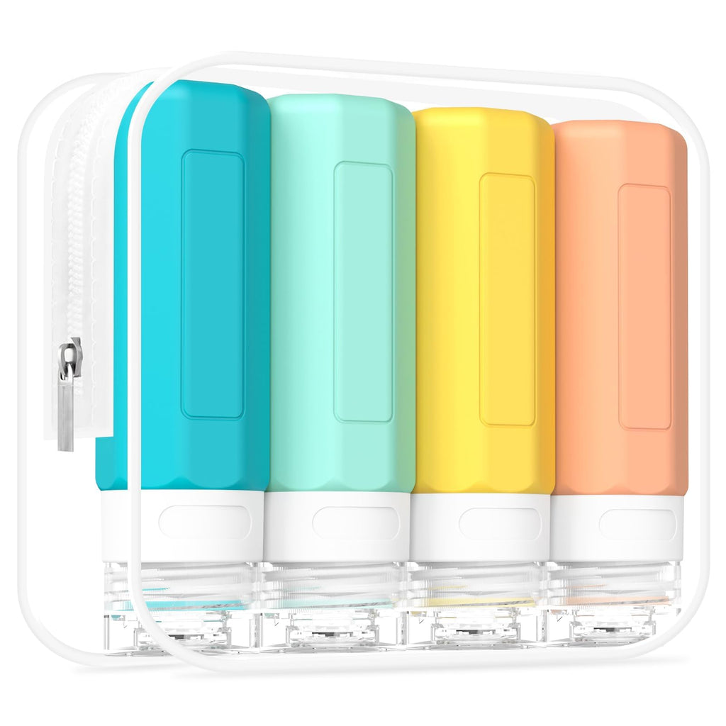 Redfly Travel Bottles for Toiletries, Tsa Approved 3oz Travel Size Containers, Leak Proof Travel Size Toiletries Bottles Silicone, BPA Free Refillable Shampoo Conditioners Essentials Kit, Gray