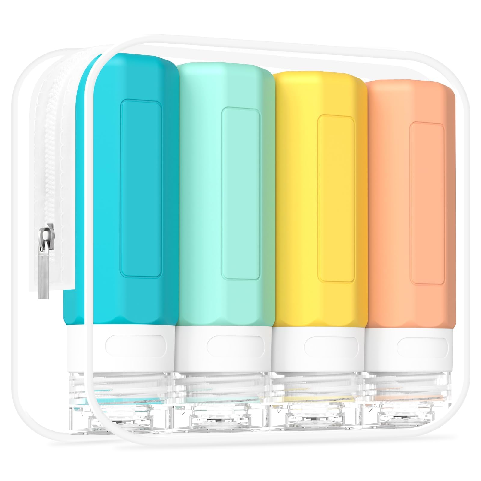 Redfly Travel Bottles for Toiletries, Tsa Approved 3oz Travel Size Containers, Leak Proof Travel Size Toiletries Bottles Silicone, BPA Free Refillable Shampoo Conditioners Essentials Kit, Gray