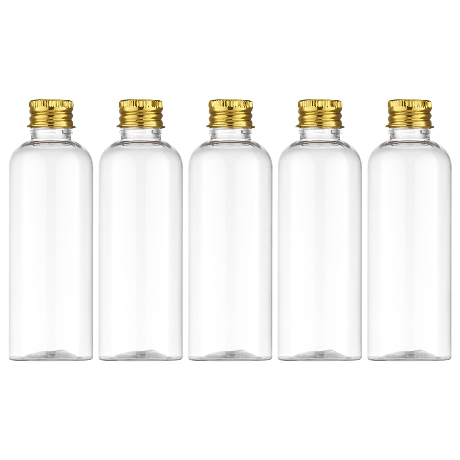 Tekson Travel Bottles for Toiletries, 3.4oz Mouthwash Container, Screw Top | 5 Pack, small size plastic bottles empty, for liquids & shampoo, with black twist cap, TSA, leak-proof, clear, 100ml