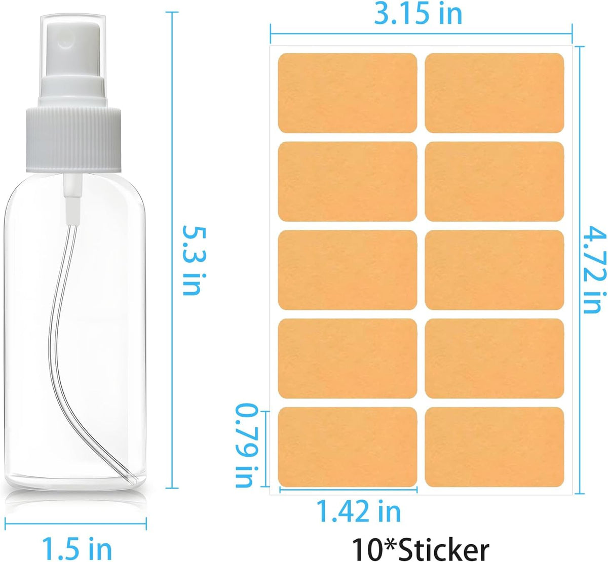 DNSEN 5 Pack 3.4 oz Travel Spray Bottles TSA Approved Fine Mist Travel Size Spray Bottle for Liquids Refillable Empty Clear Plastic Bottles with Labels