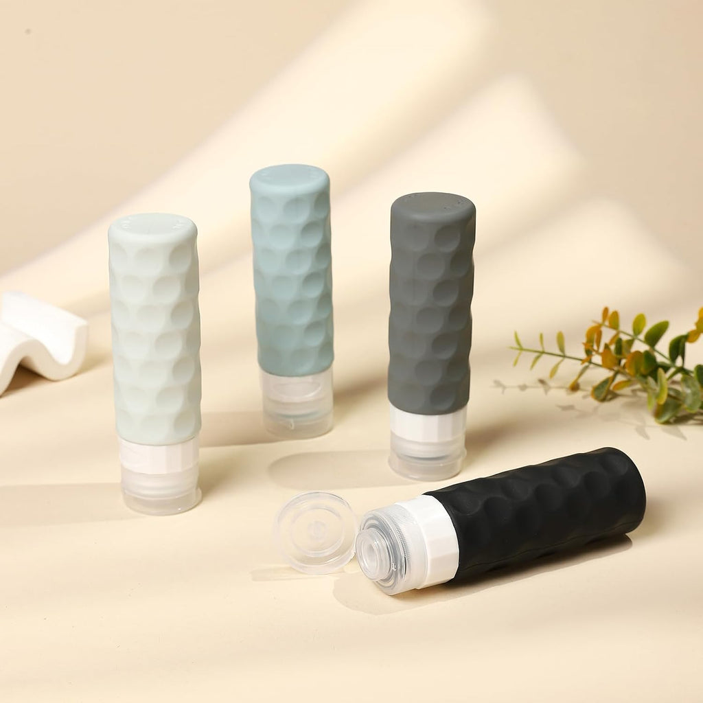 Silevoler Travel Bottles for Toiletries, Silicone Travel Size Containers | Polka-Dot Pattern TSA Approved BPA Free Silicone Leak Proof Refillable Squeezable Shampoo And Conditioner Bottles