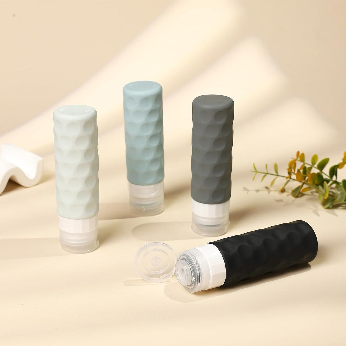 Silevoler Travel Bottles for Toiletries, Silicone Travel Size Containers | Polka-Dot Pattern TSA Approved BPA Free Silicone Leak Proof Refillable Squeezable Shampoo And Conditioner Bottles