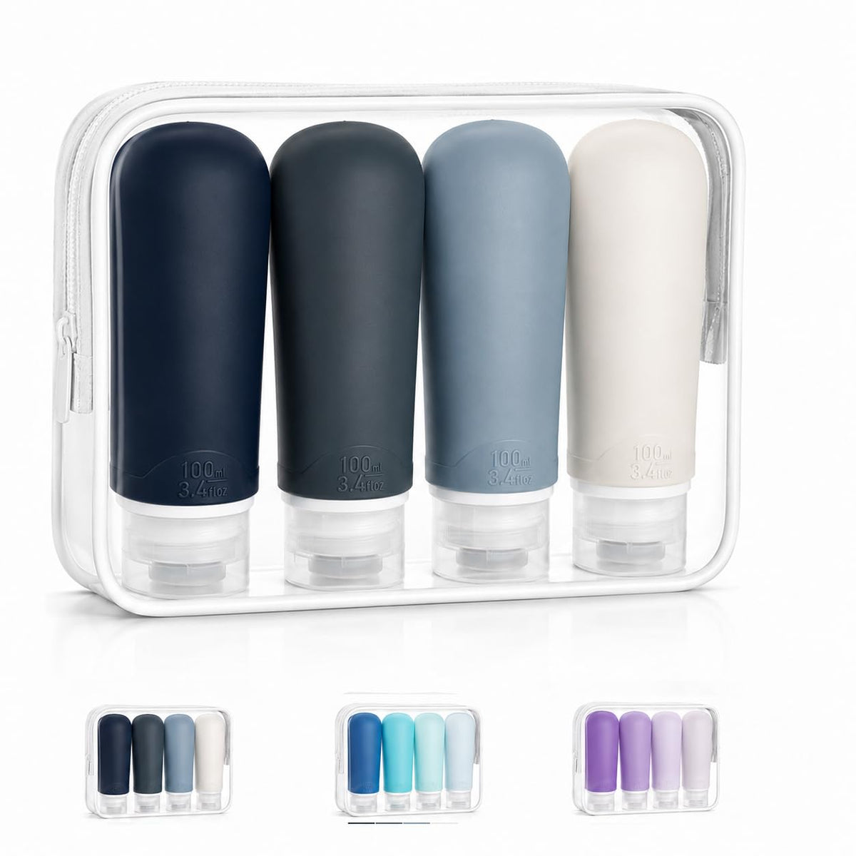 INSFIT Travel Bottles for Toiletries, TSA Approved 3oz Travel Size Containers, BPA Free Leak Proof Squeezable Silicone Tubes for Shampoo Conditioner Lotion Body Wash with Labels