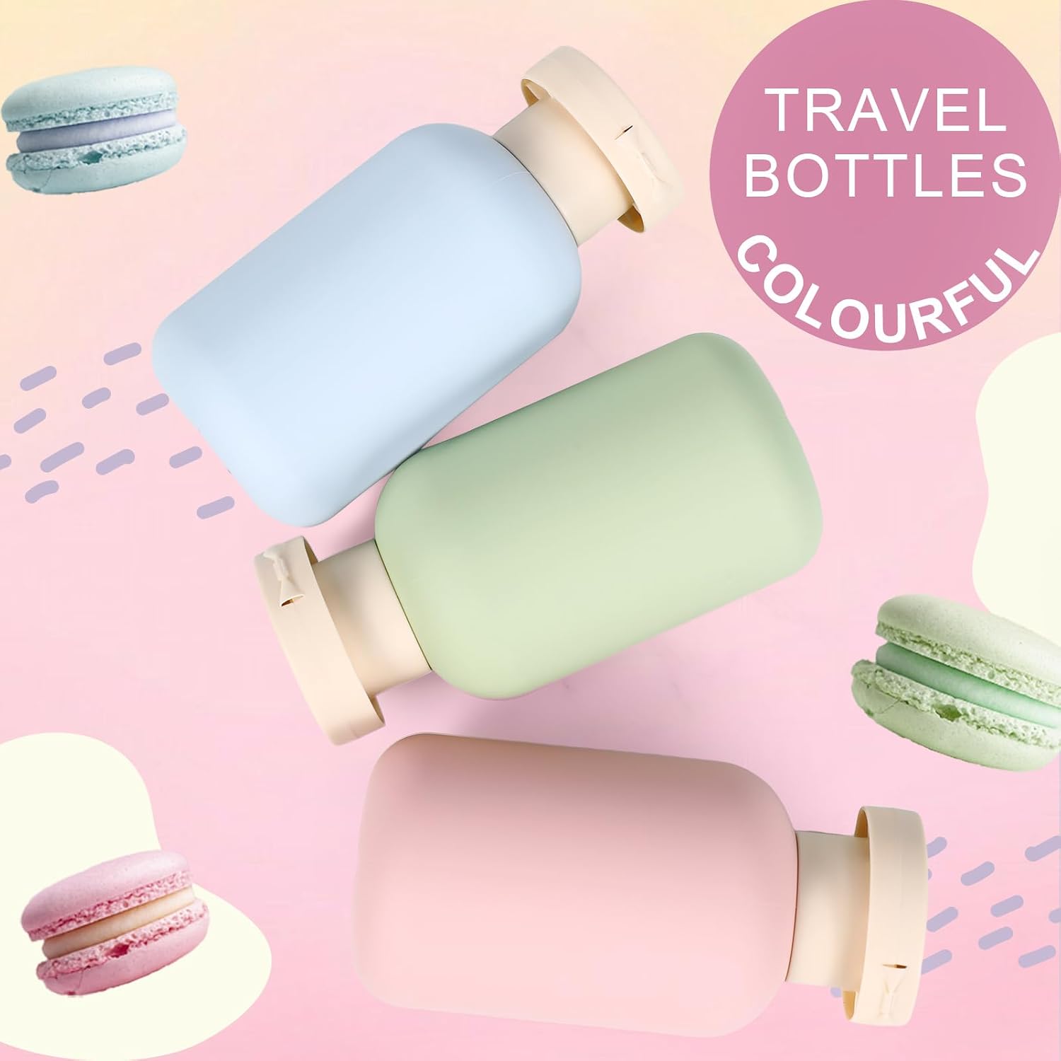 ASEVAT Plastic Leak Proof Travel Bottles for Toiletries, TSA Approved Travel Size Containers, Squeeze Bottles Refillable for Shampoo, Lotion & Body Wash (Blue+Pink+Green, 8.8 oz)