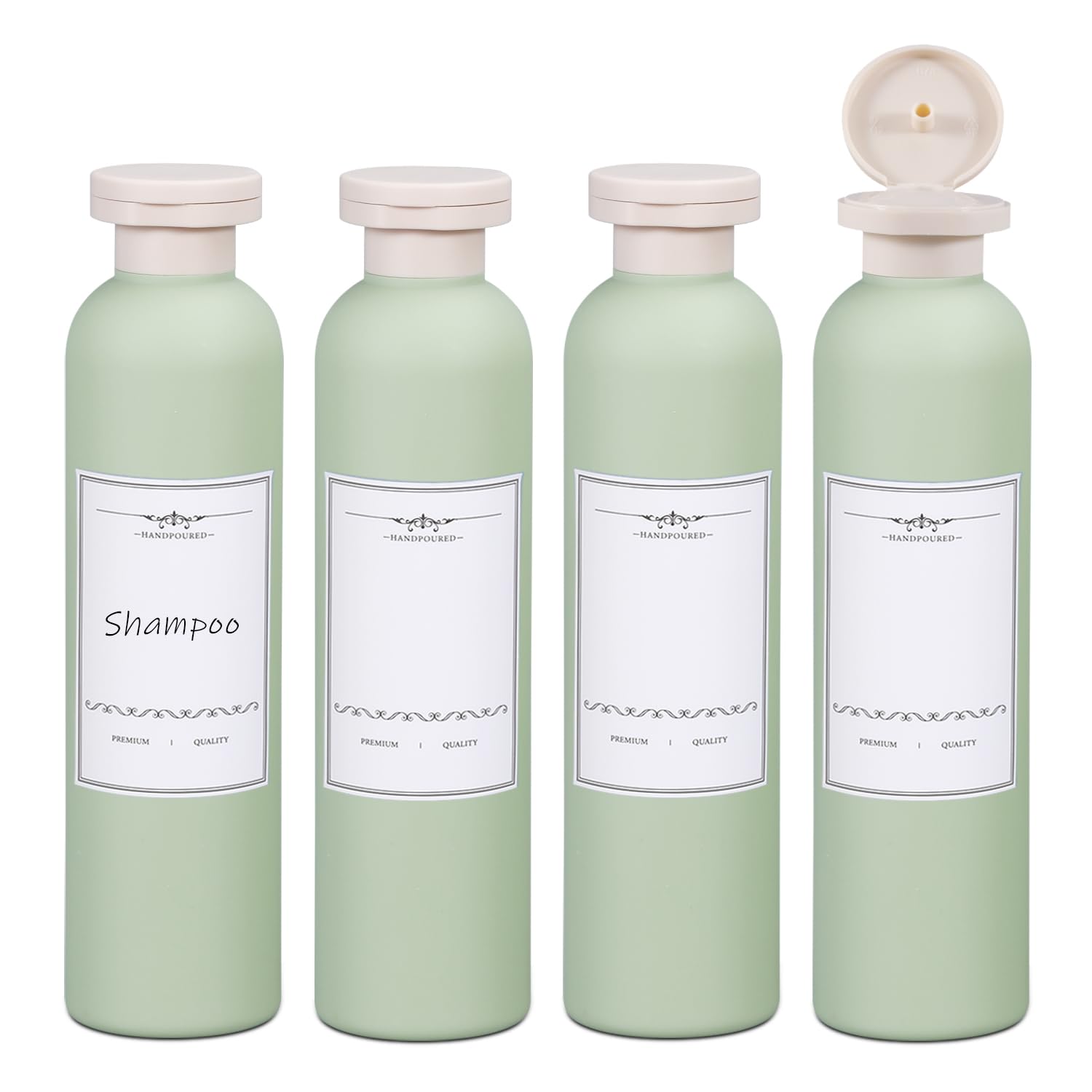 ASEVAT3.4oz 3Pcs Green Plastic Refillable Travel Shampoo and Conditioner Bottles Plastic Refillable Travel Shampoo Bottles with Flip Cap Shampoo and Conditioner Dispenser