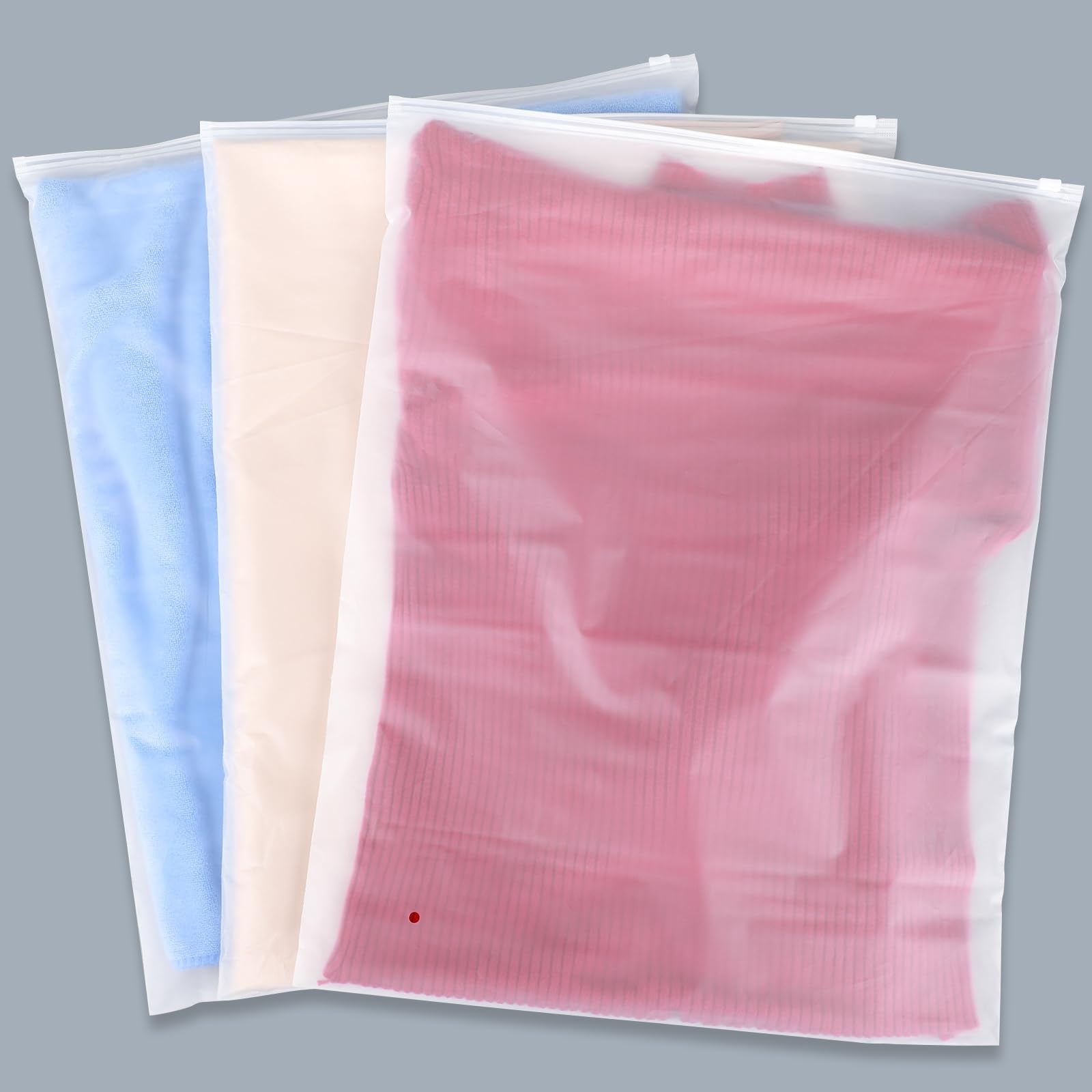 Clothes Packaging Bags for Shipping, 100 Count 10x13 inch Frosted Zipper Plastic Bags for Clothing, Clear Apparel Bag for T-Shirt, Shirt, Document, 3 Mil, with Vent Holes