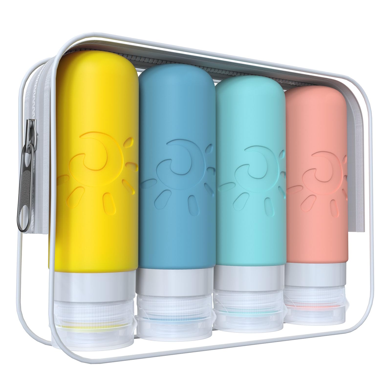 Zafit Travel Bottles for Toiletries, TSA Approved Travel Containers 3oz Leak Proof Travel Tubs Refillable Liquid Travel Accessories for Shampoo Conditioner Lotion Body Wash(Multicolored C)