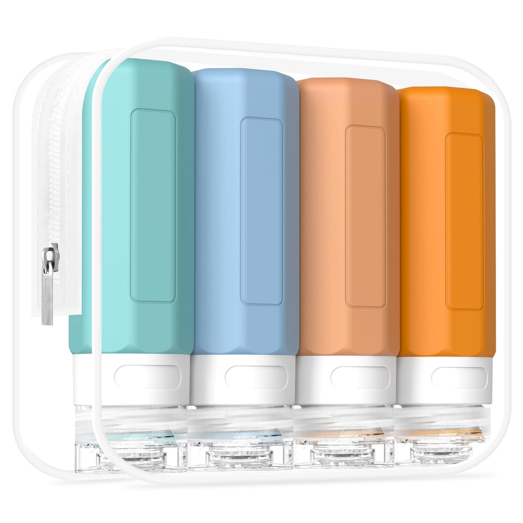 Redfly Travel Bottles for Toiletries, Tsa Approved 3oz Travel Size Containers, Leak Proof Travel Size Toiletries Bottles Silicone, BPA Free Refillable Shampoo Conditioners Essentials Kit, Gray