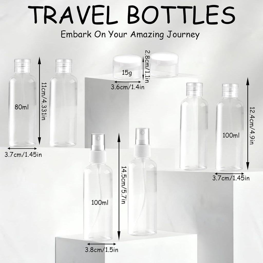 Ninsula 8Pcs Travel Bottles Set, TSA Approved Travel Size Toiletries, Reusable Leak Proof Cosmetic Containers for Shampoo, Conditioner, Cream -Women Men Travel Essentials