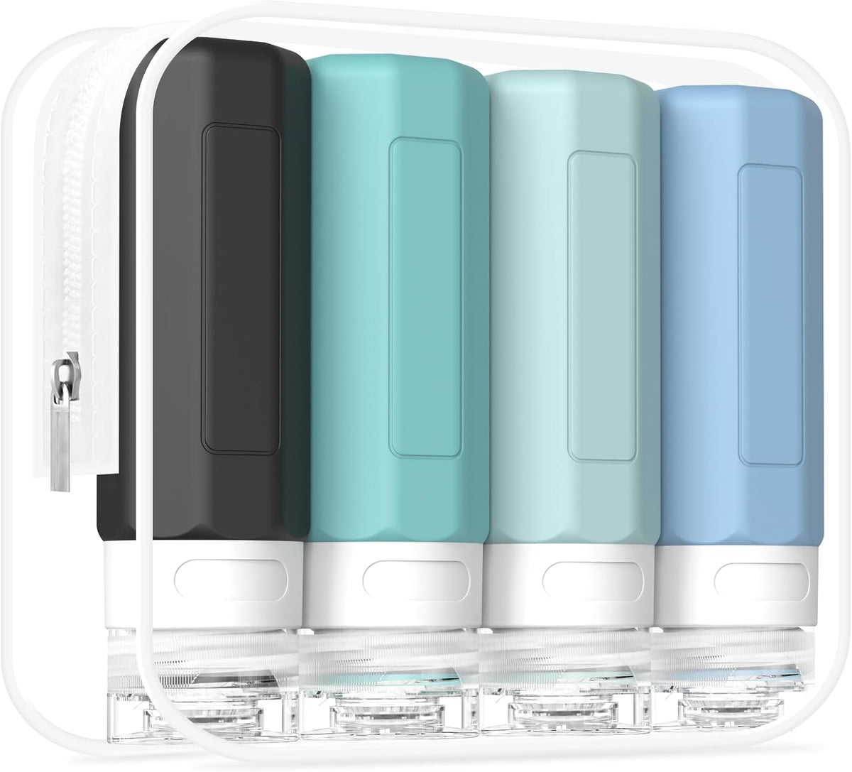 Redfly Travel Bottles for Toiletries, Tsa Approved 3oz Travel Size Containers, Leak Proof Travel Size Toiletries Bottles Silicone, BPA Free Refillable Shampoo Conditioners Essentials Kit, Gray