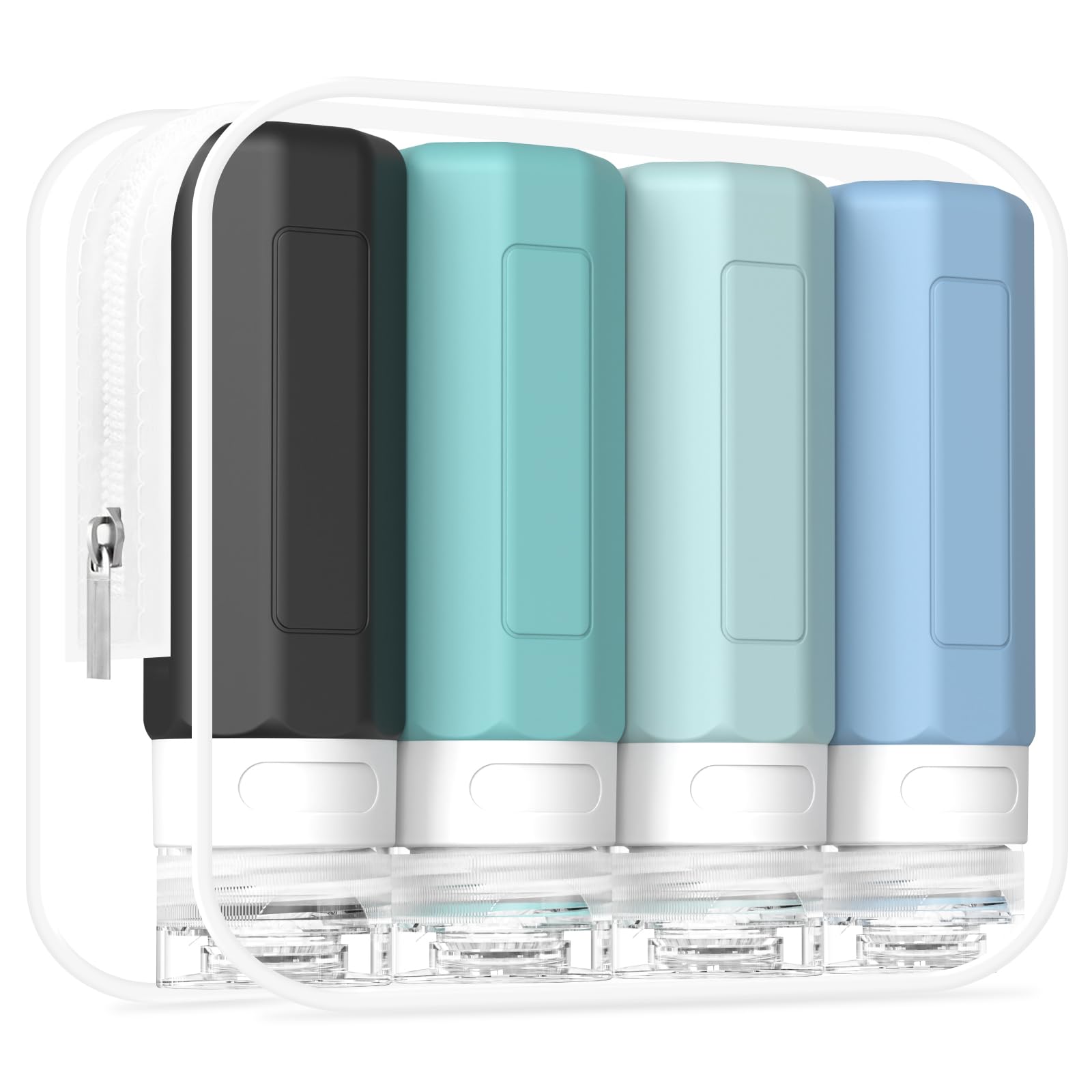 Redfly Travel Bottles for Toiletries, Tsa Approved 3oz Travel Size Containers, Leak Proof Travel Size Toiletries Bottles Silicone, BPA Free Refillable Shampoo Conditioners Essentials Kit, Gray