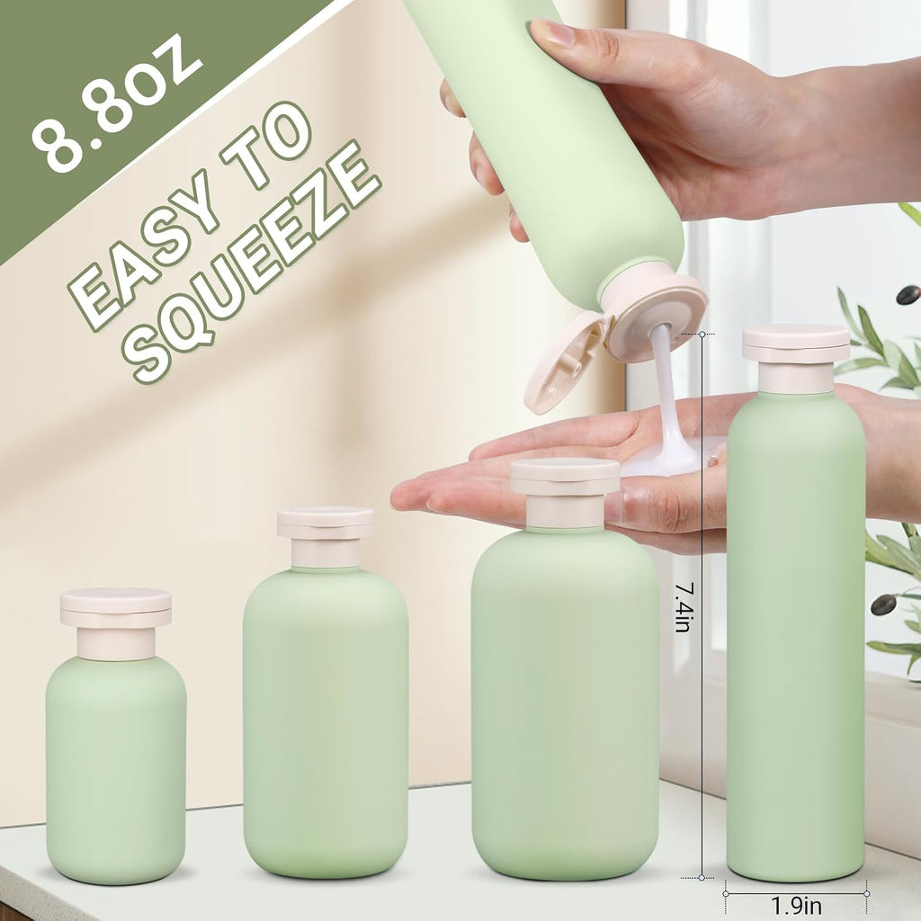 ASEVAT Plastic Leak Proof Travel Bottles for Toiletries, TSA Approved Travel Size Containers, Squeeze Bottles Refillable for Shampoo, Lotion & Body Wash (Blue+Pink+Green, 8.8 oz)