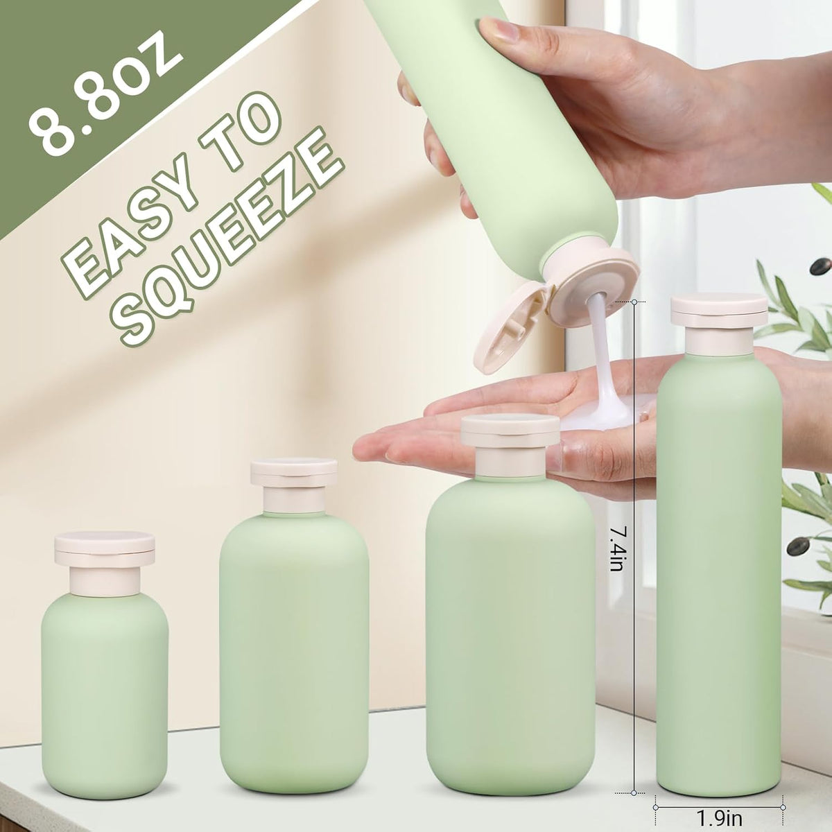 ASEVAT Plastic Leak Proof Travel Bottles for Toiletries, TSA Approved Travel Size Containers, Squeeze Bottles Refillable for Shampoo, Lotion & Body Wash (Blue+Pink+Green, 8.8 oz)