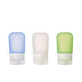 humangear GoToob+ 3-Pack, Small (1.7 fl oz), Clear/Purple/Teal | Refillable & Leak-Proof Silicone Travel Size Bottles with Locking Cap for Toiletries, Camping & TSA Carry-On