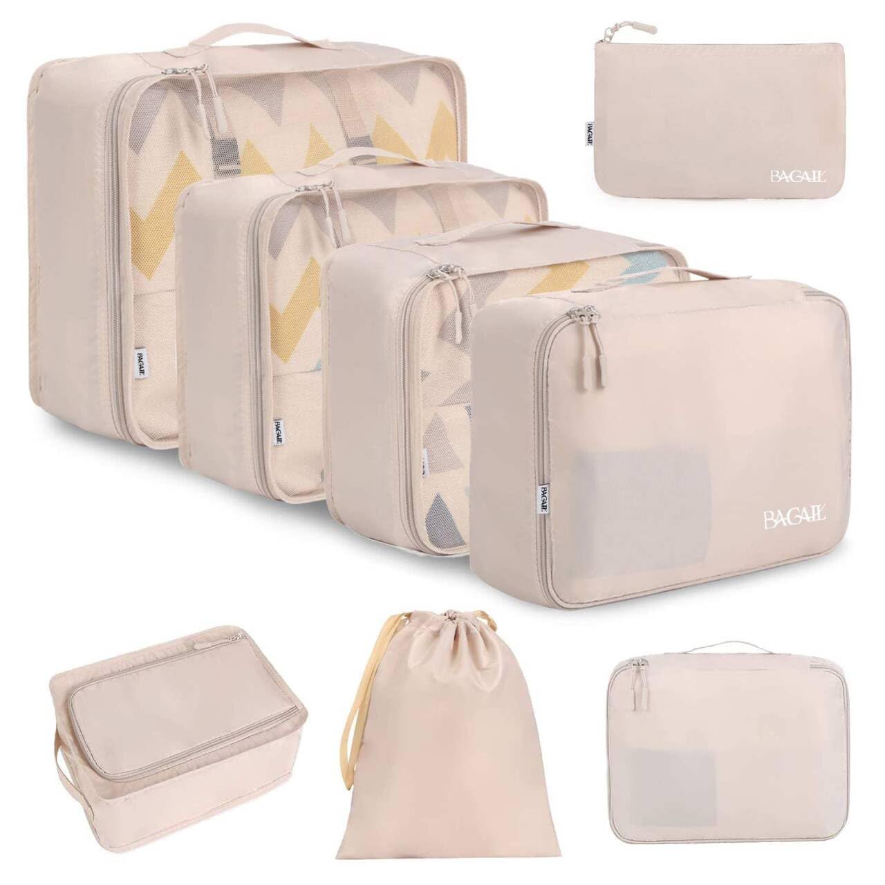BAGAIL 8 Set Packing Cubes Luggage Packing Organizers for Travel Accessories-Blush Pink