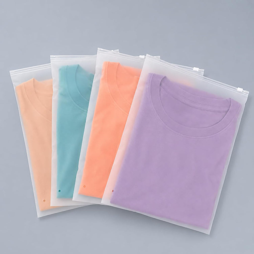 JinRuiKJ 100 Pack Clothes Packaging Bags for Shipping, 10x13'' Frosted Zipper Bag for Clothing Storage or Small Businesses, 3 Mil Thickened Plastic Frosted Bags with Vent Holes (M)