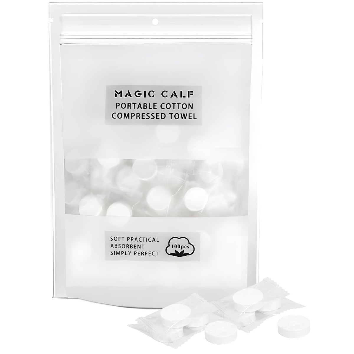 Classycoo Compressed Towels Tablets - Face Towels Disposable, Mini 100 Pack | Soft Individually Wrapped, Cotton, Expands in Seconds, Candy-Shaped, NO-Odor, Facial Washcloths Cleaning/Travel/Camping, Pink