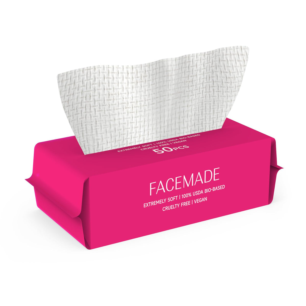 FACEMADE 60 Count XXL Face Towels Disposable 12" × 12" | 20% Larger and 20% More than Others | Lint-free and Odor-free | Soft and Clean, Perfect for Sensitive Skin Types
