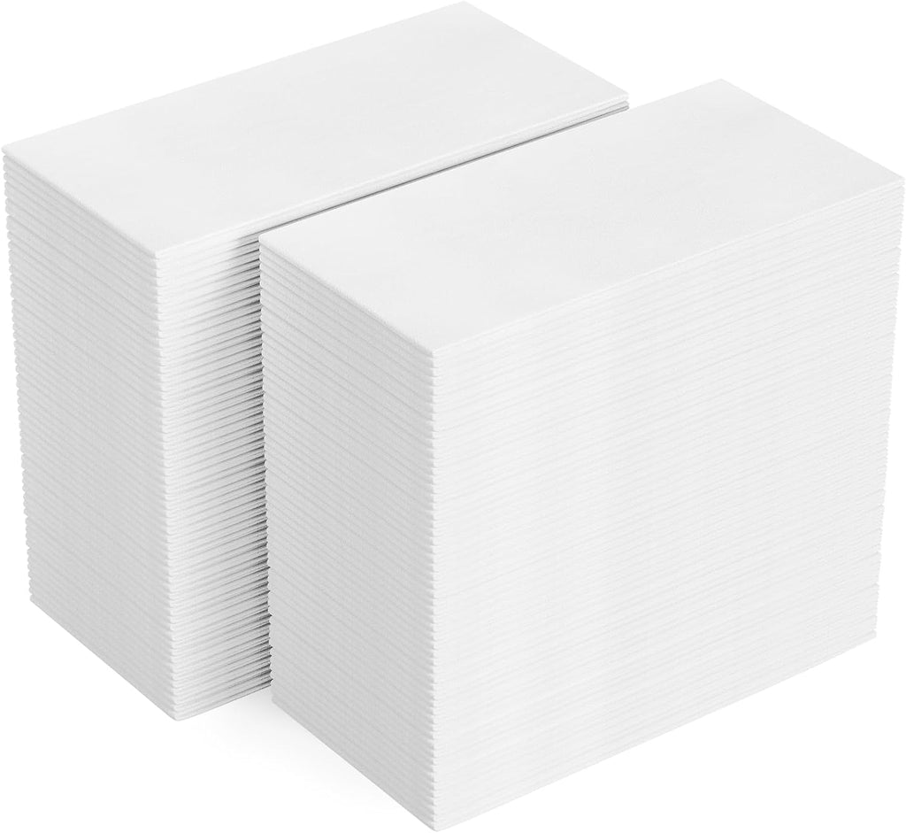 FOCUSLINE 200 Disposable Bathroom Napkins, Linen-Feel Paper Guest Towels, Soft and Absorbent Paper Hand Towels Party Napkins for Bathroom, Kitchen, Dinner, or Event, White, 12" x 17"