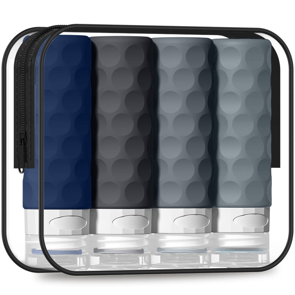 Silevoler Travel Bottles for Toiletries, Silicone Travel Size Containers | Polka-Dot Pattern TSA Approved BPA Free Silicone Leak Proof Refillable Squeezable Shampoo And Conditioner Bottles