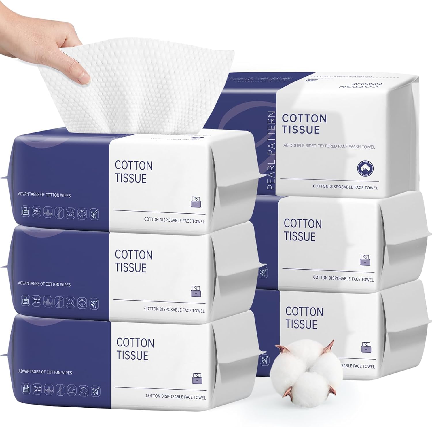 Disposable Face Towel, 100 Count Face Towels for Washing Soft Cotton Dry Wipes Facial Cloths Towelettes for Washing and Drying, Facial Tissue for Cleansing, Skincare and Makeup Remover