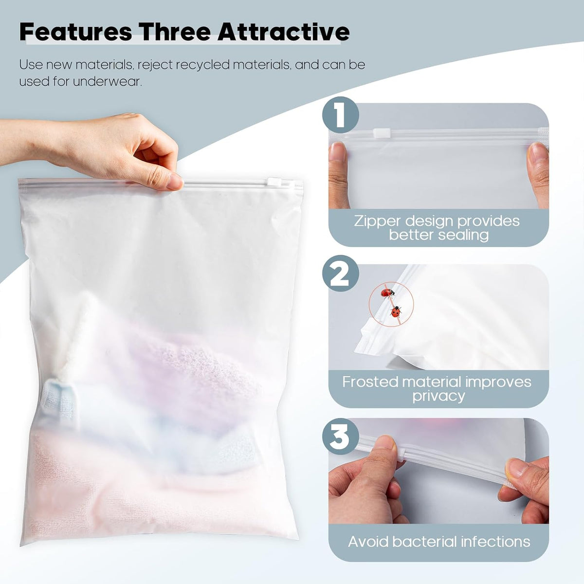 10x13 Inch Plastic Clothing Shipping Bags Frosted 100Pcs No Vent Holes | Shirt Bags for Shipping Clothes Travel Storage Small Businesses Plastic Shipping Bags for Shirts Underwear Documents
