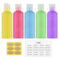 Travel Bottles for Toiletries, 3.4 oz Travel Size Containers, 5pcs, Clear | Squeezable empty plastic bottles, TSA approved, leak proof, with labels, for liquids & shampoo lotion, gym essentials